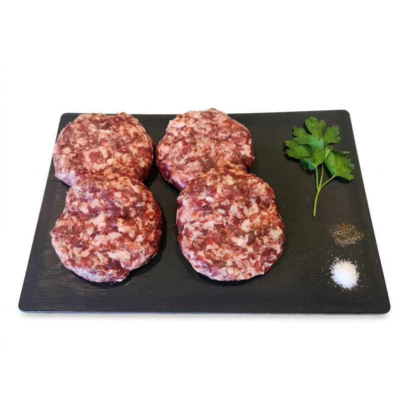 4 Hamburguesas caseras de Ibérico con aliño 100% ecológico
